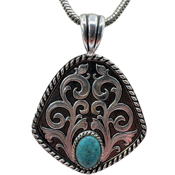 Vintage-Inspired Silver Tone Necklace & Bracelet Set With Faux Turquoise Stones. - Picture 2 of 14